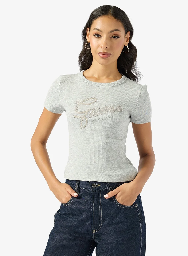 GUESS Studs Crew Neck Short Sleeve T-Shirt